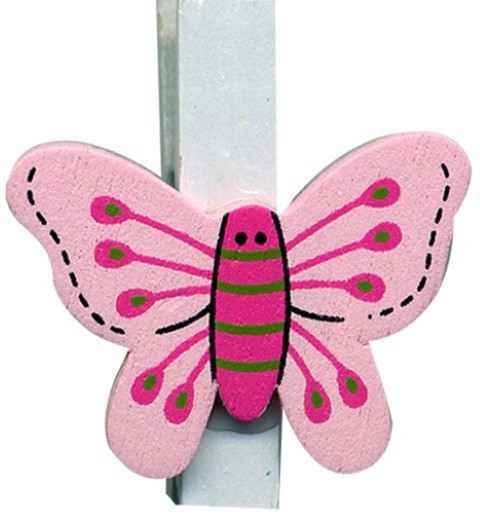 Klammer Schmetterling rosa 3,5cm 8x6 Stück